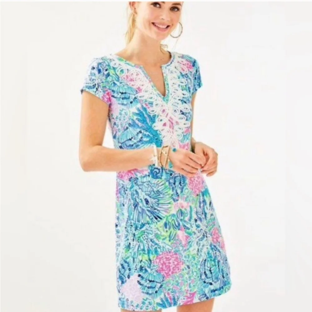 LILLY PULITZER Mini Dress Women Size XS  100% Pima Cotton Made In Peru V Neck - Picture 2 of 10